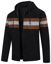 Allthemen Cardigan mit Kapuze Schwarz/Dunkelbraun