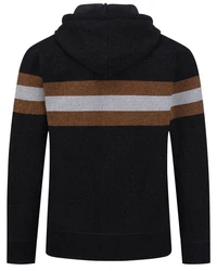 Allthemen Cardigan mit Kapuze Schwarz/Dunkelbraun