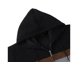 Allthemen Cardigan mit Kapuze Schwarz/Dunkelbraun