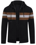 Allthemen Cardigan mit Kapuze Schwarz/Dunkelbraun