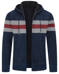 Allthemen Cardigan mit Kapuze Dunkelblau/Hellblau/Grau