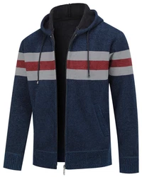 Allthemen Cardigan mit Kapuze Dunkelblau/Hellblau/Grau
