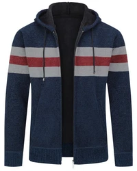 Allthemen Cardigan mit Kapuze Dunkelblau/Hellblau/Grau