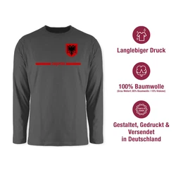Shirtracer Rundhalsshirt Albanien Trikot Wappen Shqipri Fan-Motiv Fussball EM Fanartikel Rot/Hellgrau/Dunkelgrau/Grau