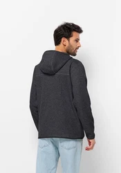 Jack Wolfskin Fleecejacke TANNENSPUR HOODED JKT Dunkelgrau/Grau/Dunkelblau/Schwarz