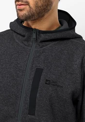 Jack Wolfskin Fleecejacke TANNENSPUR HOODED JKT Dunkelgrau/Grau/Dunkelblau/Schwarz