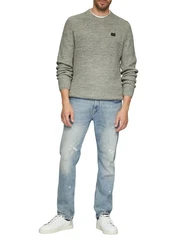 s.Oliver Strickpullover mit Crew Neck Rippblende Melierte/Melange