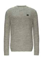 s.Oliver Strickpullover mit Crew Neck Rippblende Melierte/Melange