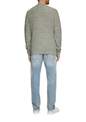 s.Oliver Strickpullover mit Crew Neck Rippblende Melierte/Melange