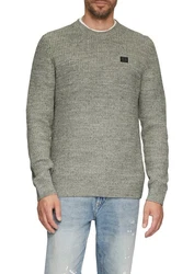 s.Oliver Strickpullover mit Crew Neck Rippblende Melierte/Melange