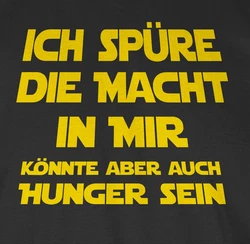 Shirtracer Rundhalsshirt Ich spüre die Macht in mir könnte aber auch Hunger sein Sprüche Statement mit Spruch Neonfarben/Gelb/Schwarz/Mischfarben/Braun