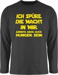 Shirtracer Rundhalsshirt Ich spüre die Macht in mir könnte aber auch Hunger sein Sprüche Statement mit Spruch Neonfarben/Gelb/Schwarz/Mischfarben/Braun