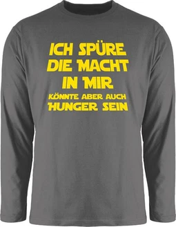 Shirtracer Rundhalsshirt Ich spüre die Macht in mir könnte aber auch Hunger sein Sprüche Statement mit Spruch Neonfarben/Mischfarben/Braun/Dunkelgrau/Gelb/Schwarz