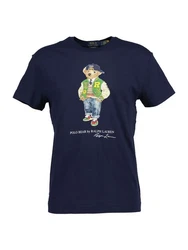 Polo Ralph Lauren Kurzarmshirt T-Shirt mit POLO BEAR Dunkelblau/Blau/Fliederfarben