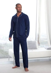 s.Oliver Pyjama (2-teiliges Set) klassischer Schnitt Dunkelblau/Blau