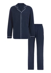 s.Oliver Pyjama (2-teiliges Set) klassischer Schnitt Dunkelblau/Blau
