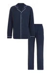 s.Oliver Pyjama (2-teiliges Set) klassischer Schnitt Dunkelblau/Blau