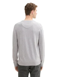 TOM TAILOR Strickpullover Basic Crewneck Knit Grau/Hellgrau/Grün