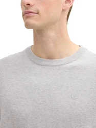 TOM TAILOR Strickpullover Basic Crewneck Knit Grau/Hellgrau/Grün