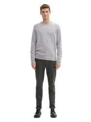 TOM TAILOR Strickpullover Basic Crewneck Knit Grau/Hellgrau/Grün