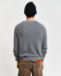 Gant Rundhalspullover COTTON WOOL RIB C-NECK Dunkelgrau/Hellgrau/Grau/Orange/Grün/Braun