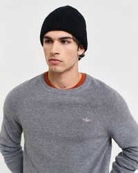 Gant Rundhalspullover COTTON WOOL RIB C-NECK Dunkelgrau/Hellgrau/Grau/Orange/Grün/Braun