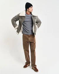 Gant Rundhalspullover COTTON WOOL RIB C-NECK Dunkelgrau/Hellgrau/Grau/Orange/Grün/Braun