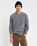 Gant Rundhalspullover COTTON WOOL RIB C-NECK Dunkelgrau/Hellgrau/Grau/Orange/Grün/Braun