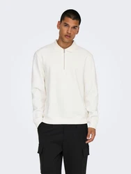 ONLY & SONS Sweatshirt Polokragen Viertelknopfleiste Regular Fit (7994) Wei (7994)