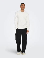ONLY & SONS Sweatshirt Polokragen Viertelknopfleiste Regular Fit (7994) Wei (7994)