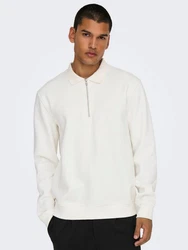 ONLY & SONS Sweatshirt Polokragen Viertelknopfleiste Regular Fit (7994) Wei (7994)