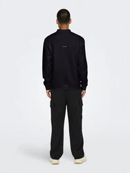 ONLY & SONS Sweatshirt Polokragen Viertelknopfleiste Regular Fit (7994) Schwarz (7994)
