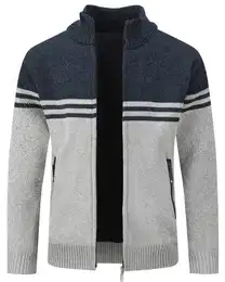Cardigan mit Stehkragen Grobstrick warmer Strickpullover fr Winter