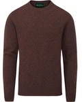 Alan Paine Strickpullover Rundhals-Pullover Dunkelrot/Bordeaux/Braun