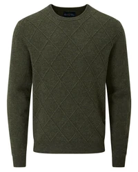 Alan Paine Strickpullover Rundhals-Pullover Dunkelgrün/Grün