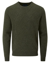 Alan Paine Strickpullover Rundhals-Pullover Dunkelgrün/Grün