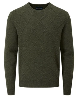 Alan Paine Strickpullover Rundhals-Pullover Dunkelgrün/Grün