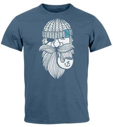 Print-Shirt Herren T-Shirt Printshirt Seemann Bart Seefahrer Nordisch Maritim mit Print