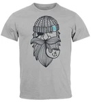Neverless Print-Shirt Herren T-Shirt Seemann Bart Seefahrer Nordisch Maritim Grau/Dunkelgrau/Hellgrau/Grün