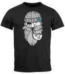 Neverless Print-Shirt Herren T-Shirt Seemann Bart Seefahrer Nordisch Maritim Grün/Schwarz/Blau/Braun/Lila