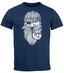 Neverless Print-Shirt Herren T-Shirt Seemann Bart Seefahrer Nordisch Maritim Blau