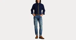 Polo Ralph Lauren Langarmhemd Custom Fit Dunkelblau/Blau