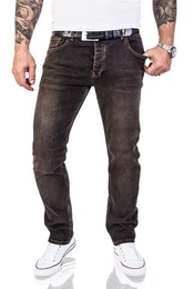 Regular-fit-Jeans Herren Jeans Regular Fit Dunkelgrau LL-326