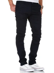 Amaci&Sons Herren Slim Fit Chino Hose Jeans 7100 Dunkelblau/Blau