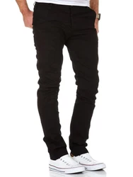 Amaci&Sons Herren Slim Fit Chino Hose Jeans 7100 Schwarz/Khaki