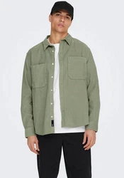 ONLY & SONS Blusenshirt ONSALP RLX 2PKT WASHD CORD LS SHIRT oliv