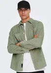 ONLY & SONS Blusenshirt ONSALP RLX 2PKT WASHD CORD LS SHIRT oliv