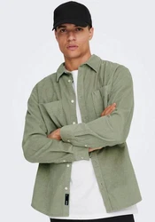 ONLY & SONS Blusenshirt ONSALP RLX 2PKT WASHD CORD LS SHIRT oliv