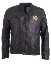 MUSTANG Lederjacke Varberg Creme/Schwarz/Braun/Blau