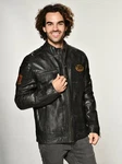 MUSTANG Lederjacke Varberg Creme/Schwarz/Braun/Blau